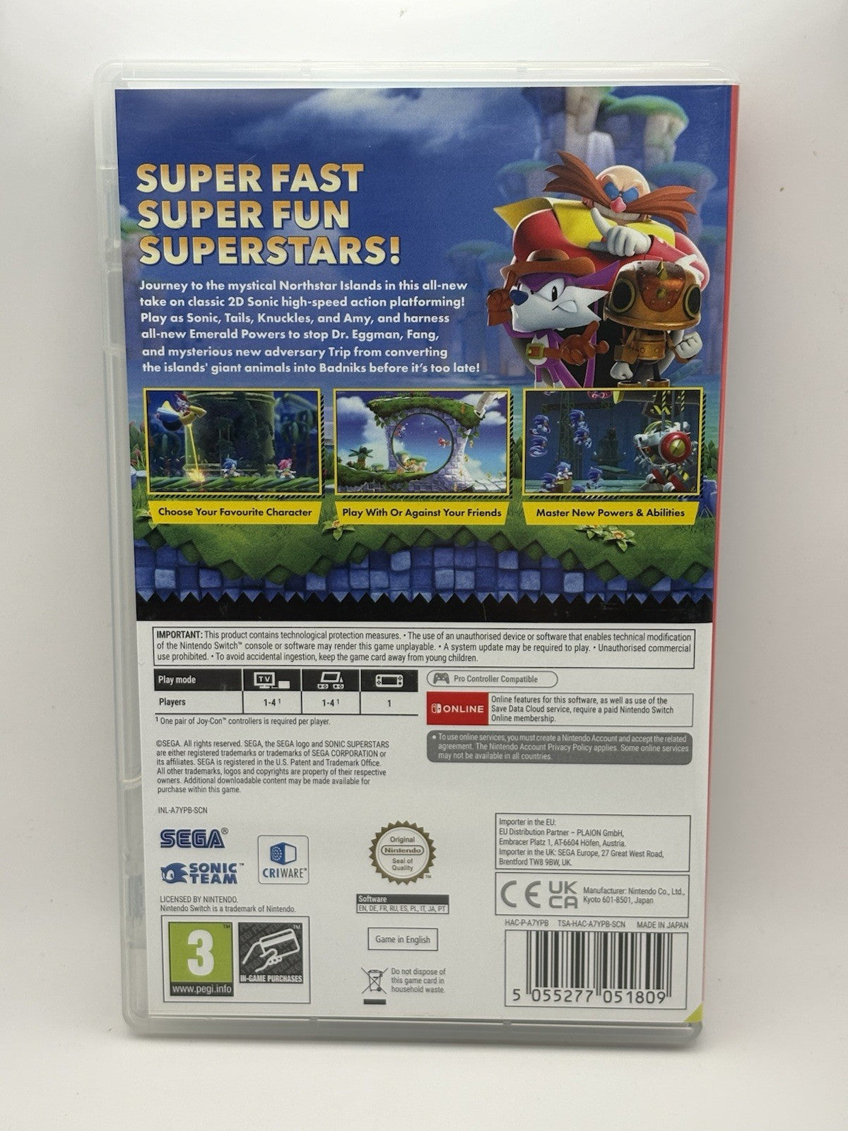 Sonic Superstars (Nintendo Switch, 2023) Case Only No Game