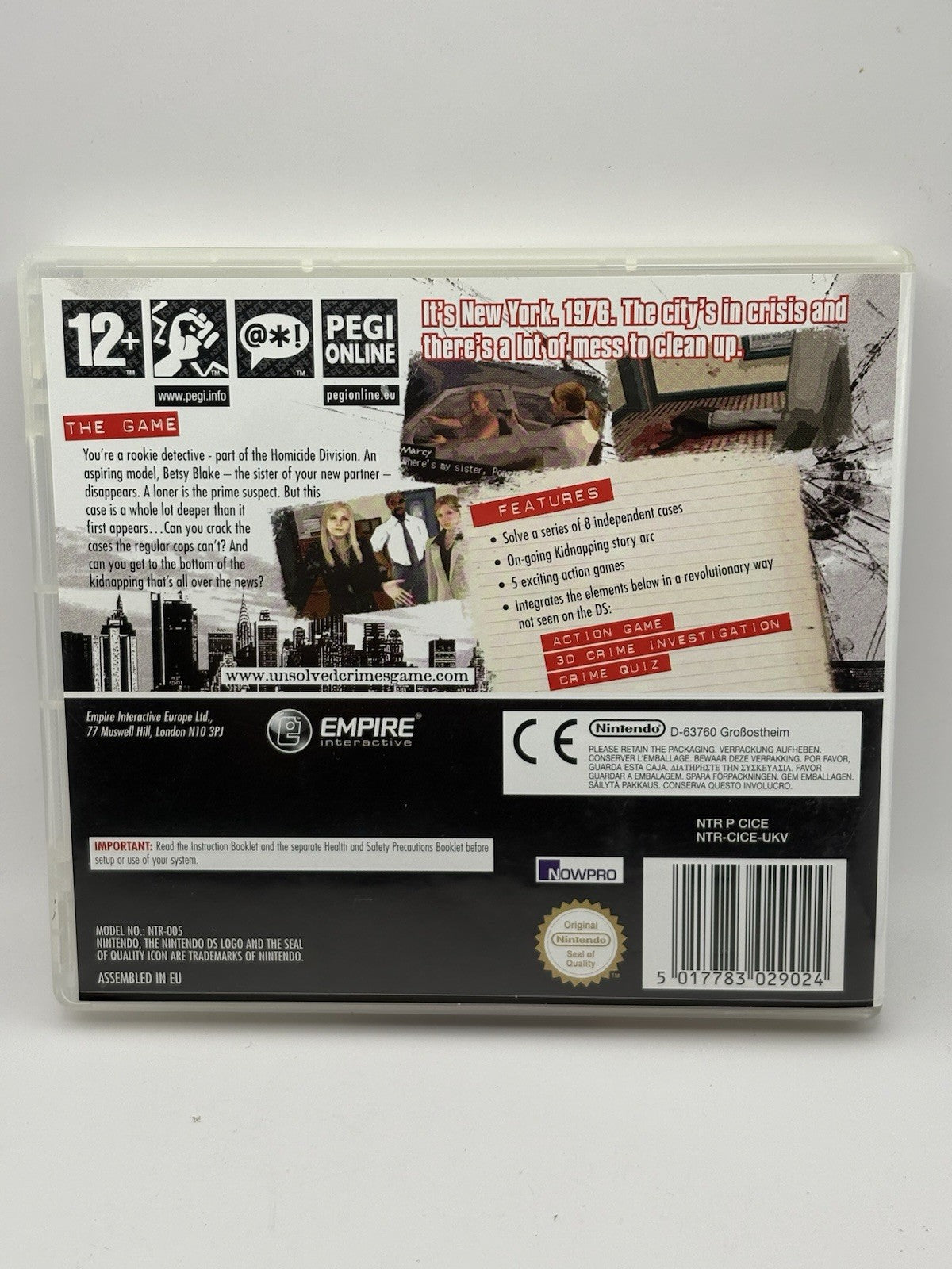 Unsolved Crimes Nintendo Ds Video Game Complete With Manuals Tested