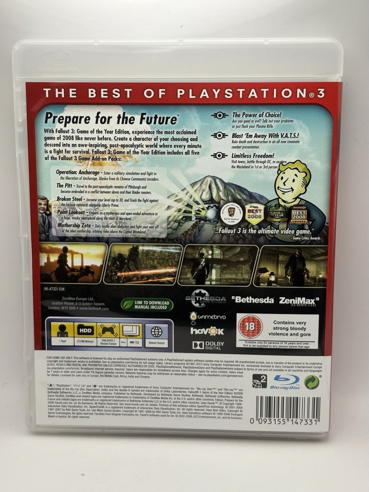 Fallout 3 - Game Of The Year Edition For Sony PlayStation 3 PS3 Complete