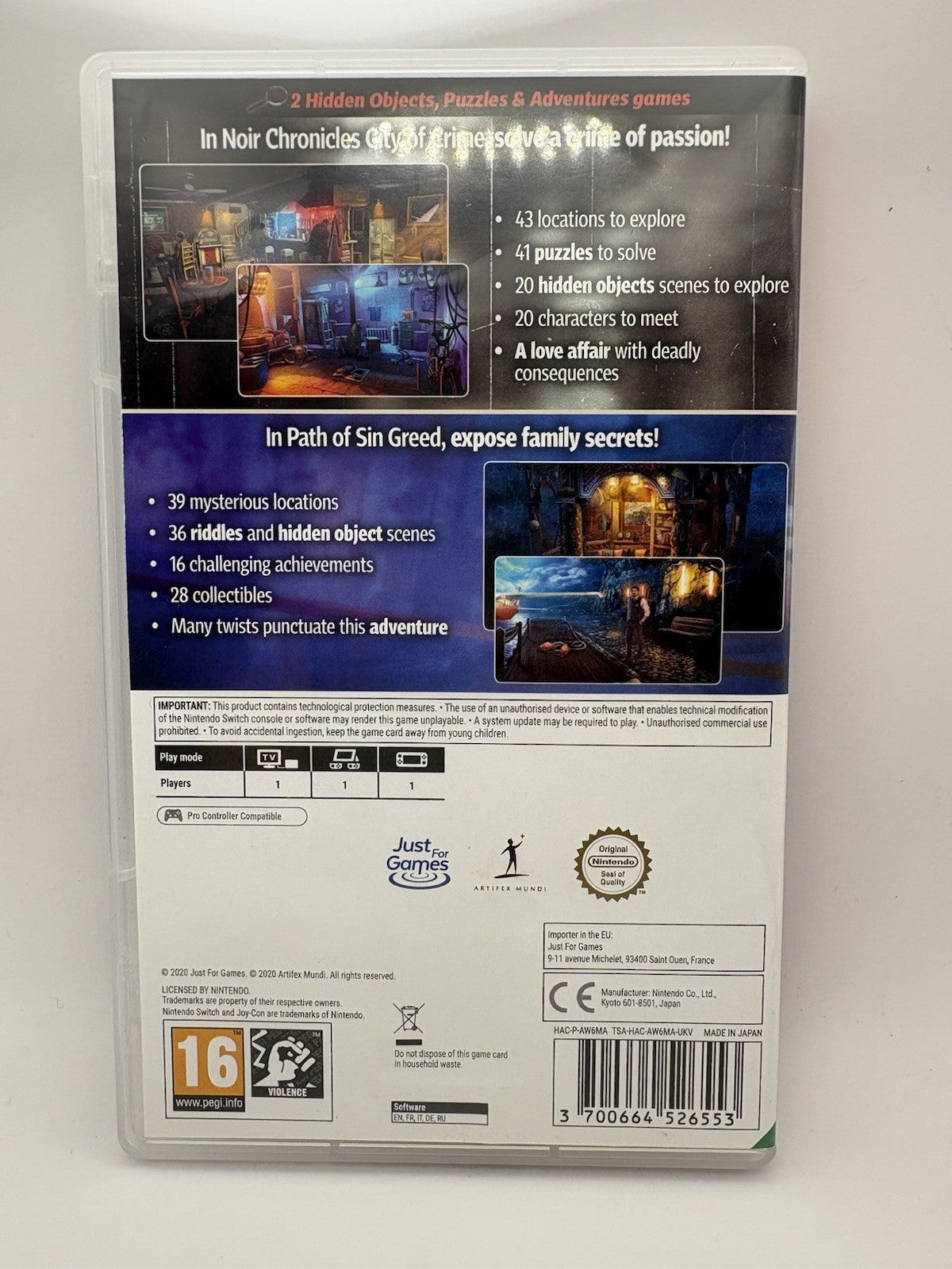 Mystery Investigations 1: Noir Chronicles: City of Crime + Path of Sin: Greed...