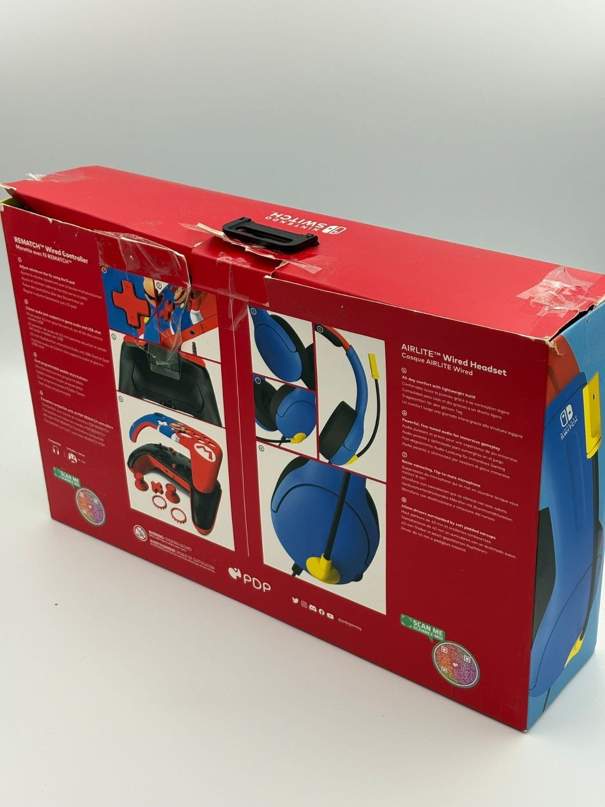 Nintendo Switch PDP Power Pose Mario Wired Headset & Controller Bundle Boxed
