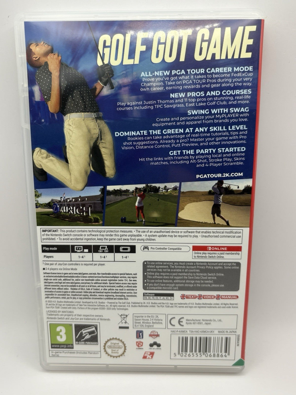 PGA Tour 2K21 (Nintendo Switch, 2020)  Game and Cartridge
