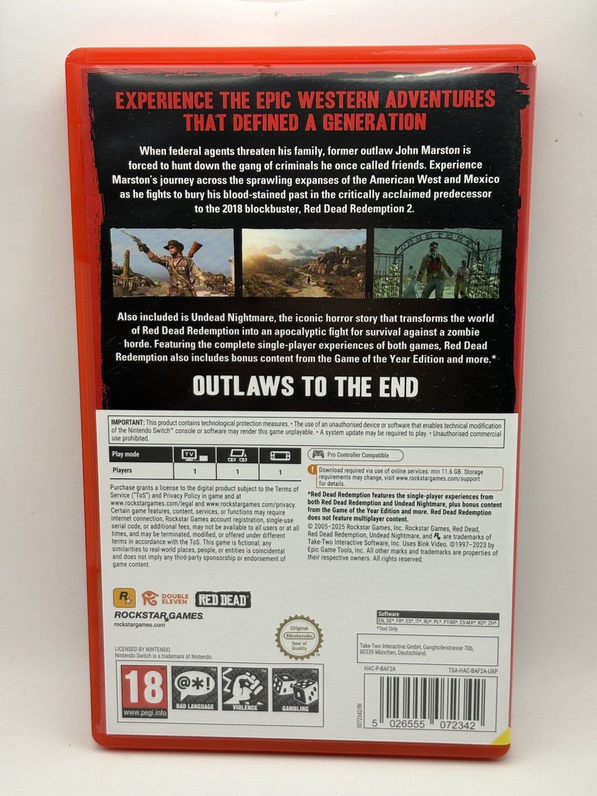 Red Dead Redemption (Nintendo Switch, 2023) Case Only No Game