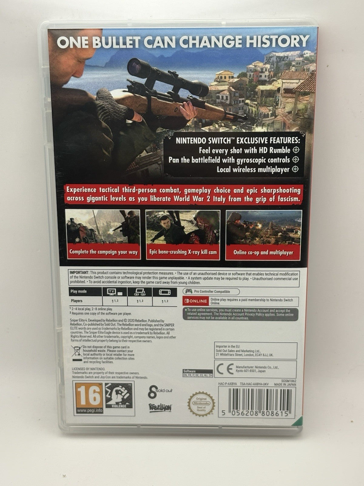 CASE ONLY – No Game – Sniper Elite 4 (Switch) – PAL – VG