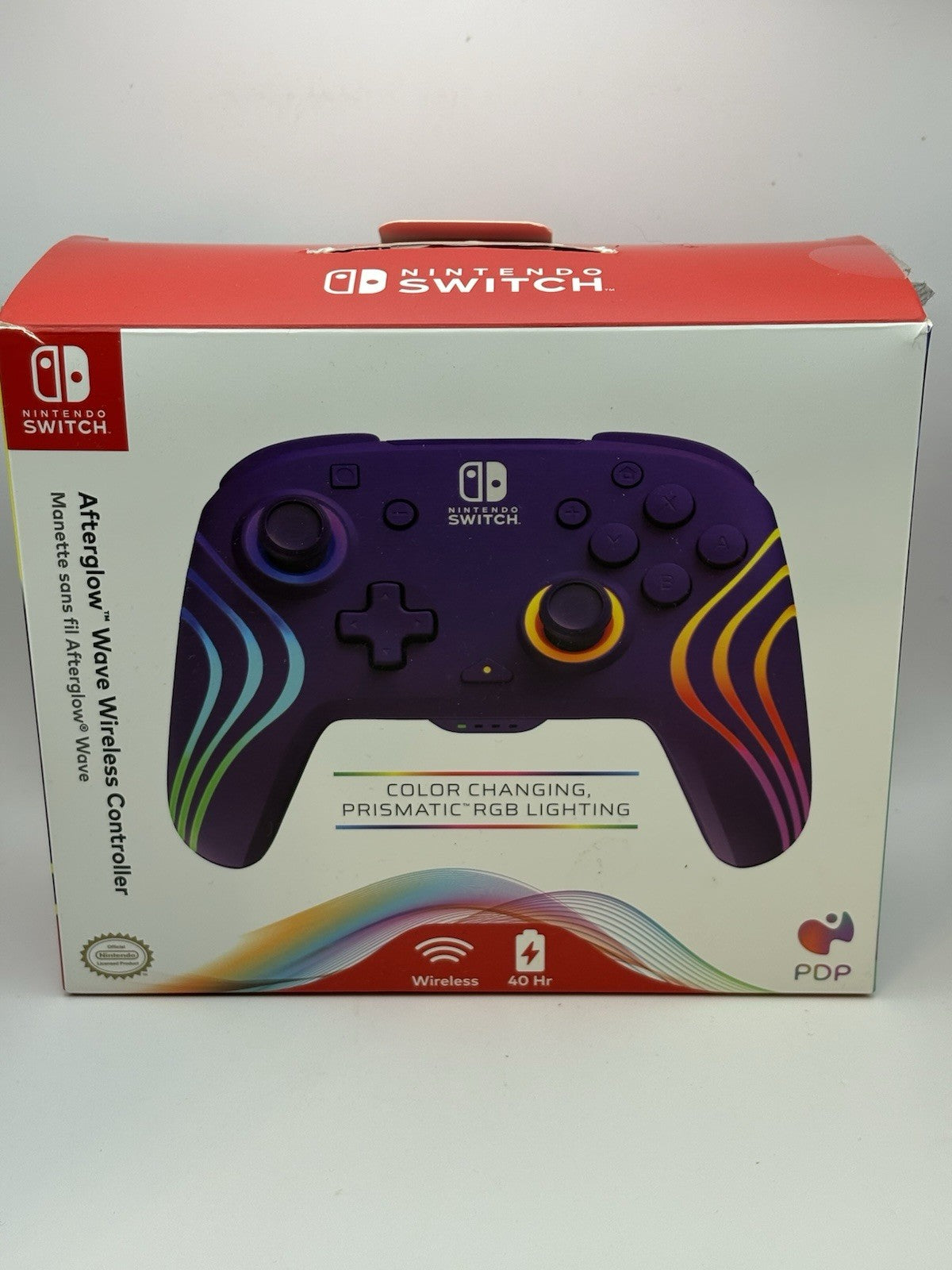 PDP Afterglow Wave Wireless Controller – Nintendo Switch – RGB Lighting – Boxed