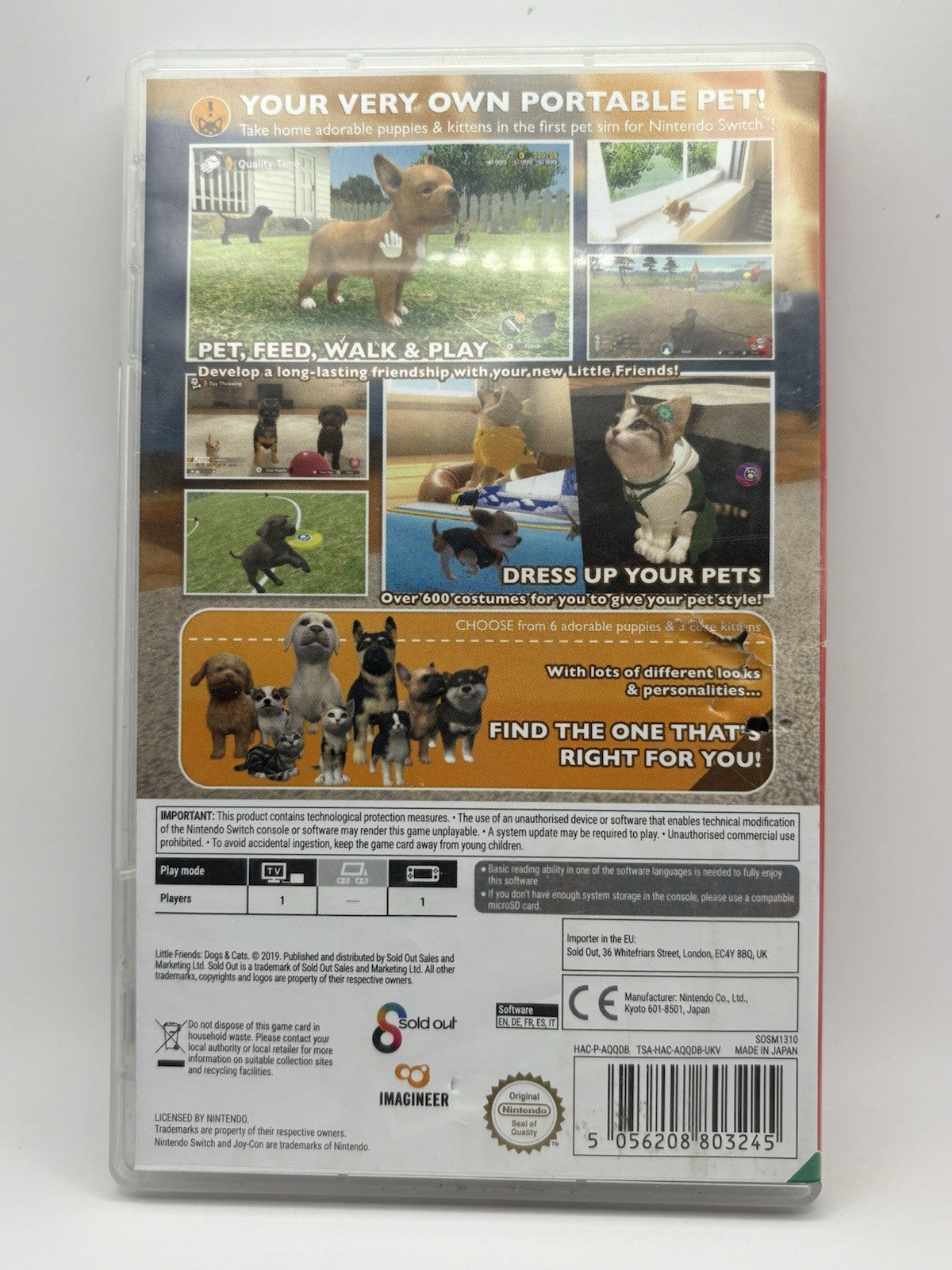 Little Friends: Dogs and Cats  Nintendo Switch - Great Condition - Quick Postage