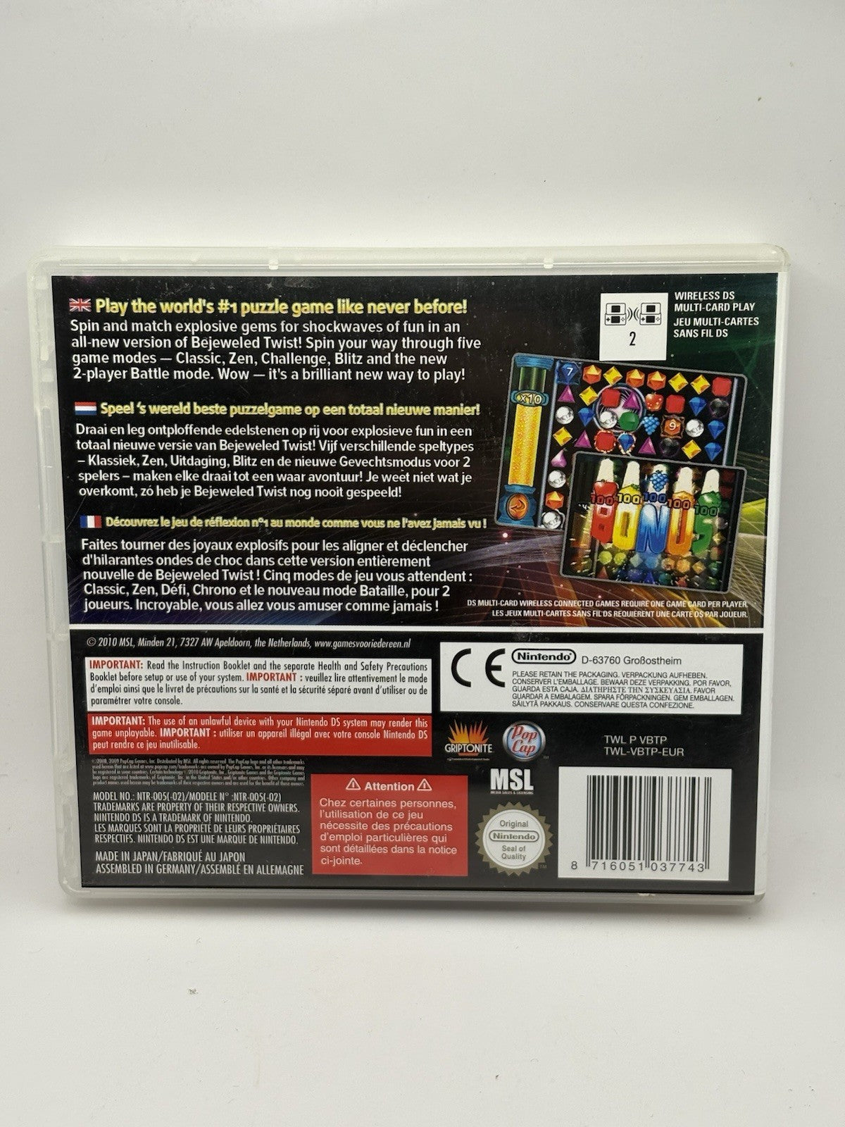 Bejeweled Twist (Nintendo DS, 2011) - Box with Manual