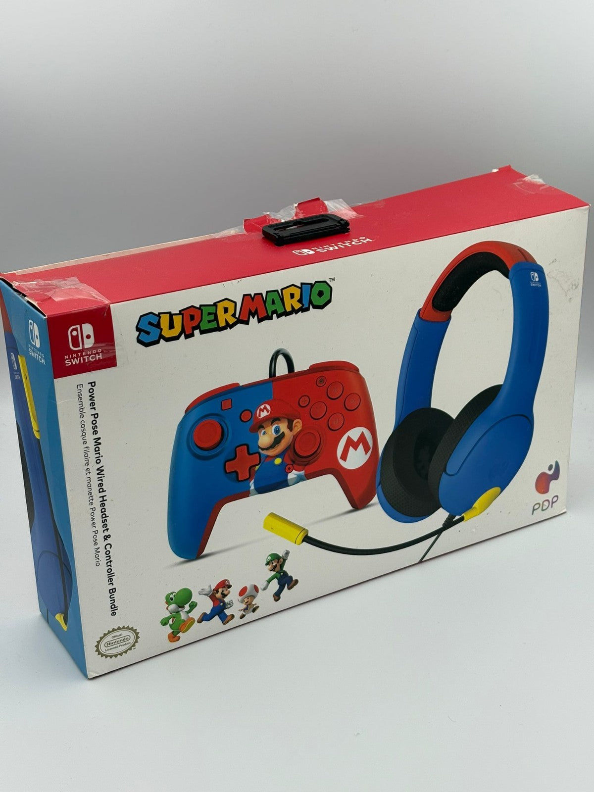 Nintendo Switch PDP Power Pose Mario Wired Headset & Controller Bundle Boxed