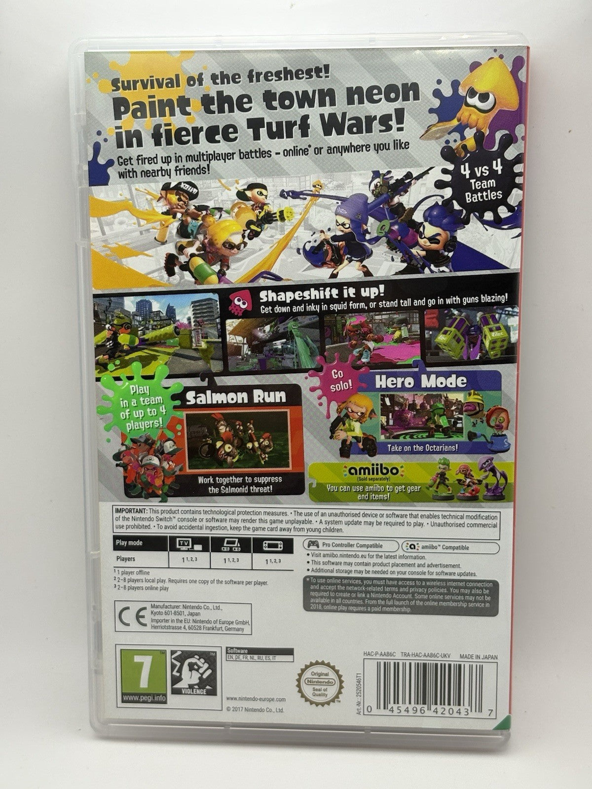 Nintendo Switch Splatoon 2 Case Only No Game