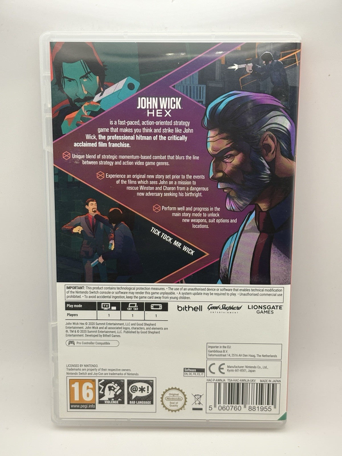 CASE ONLY – No Game – John Wick Hex (Switch) – PAL – VG