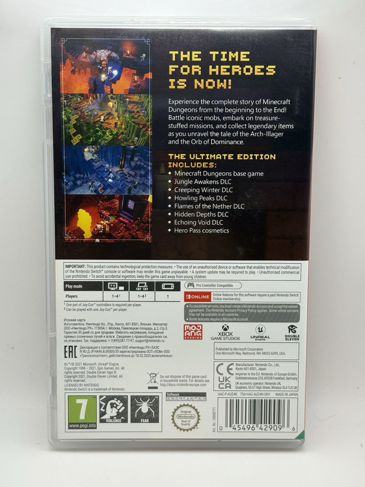 Minecraft Dungeons Hero Edition Nintendo Switch Case Only No Game