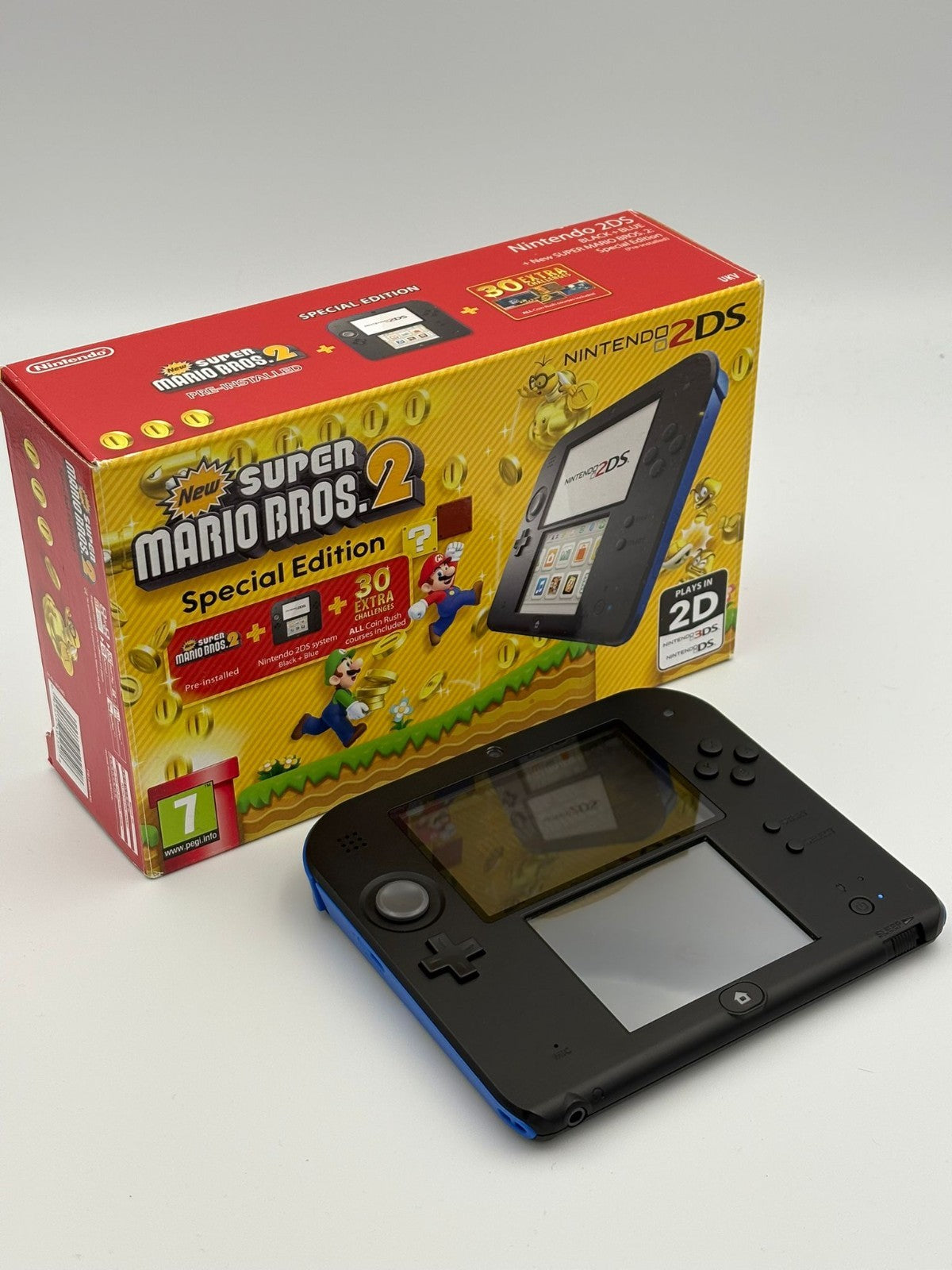 Super Mario Bros 2 Nintendo 2DS Console Black & Blue Collector Edition Boxed VGC