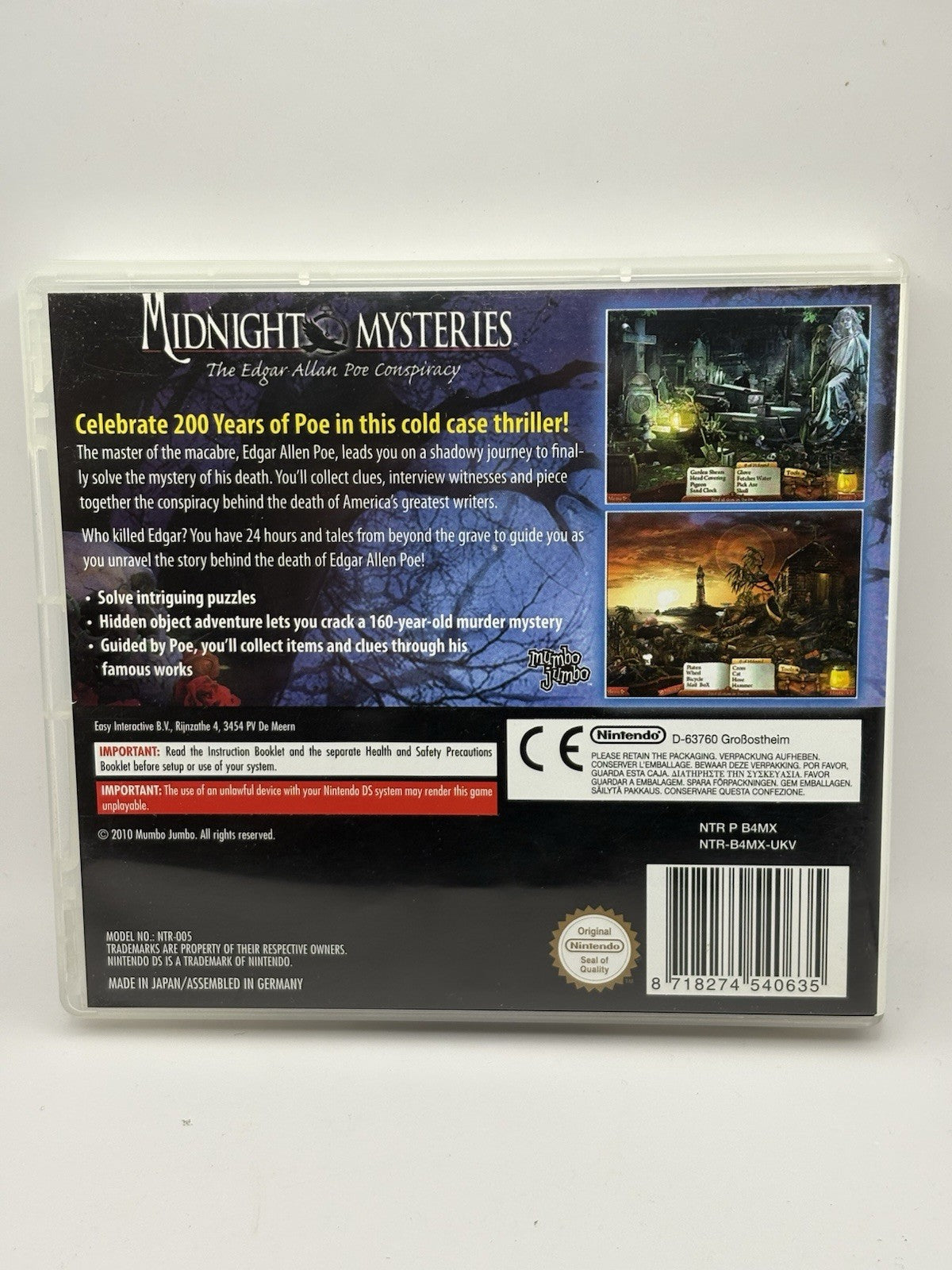 Midnight Mysteries: The Edgar Allan Poe Conspiracy (Nintendo DS 2013) Video Game